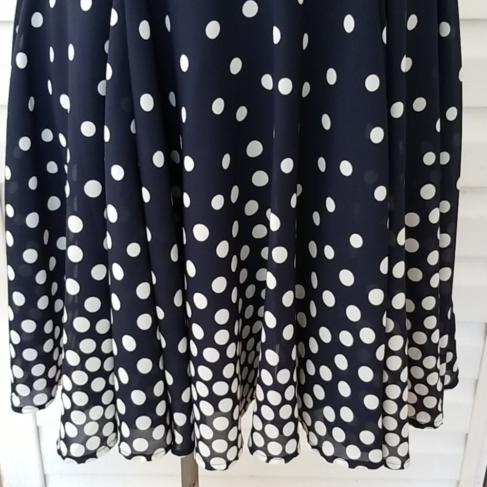 Maison Jules NavyWhite Polka Dot Dress L - Picture 3 of 5